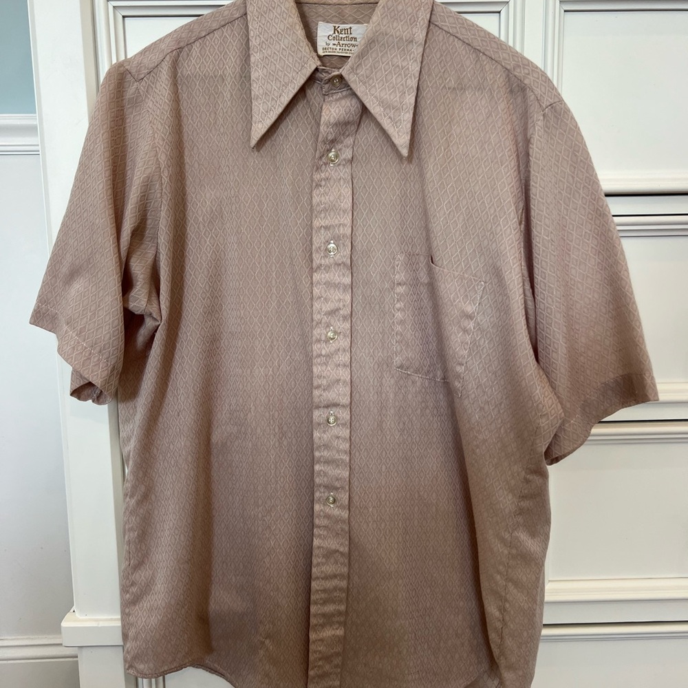 Vintage Butterfly collar Kent Collection by Arrow Beige Shirt - Picture 5 of 5